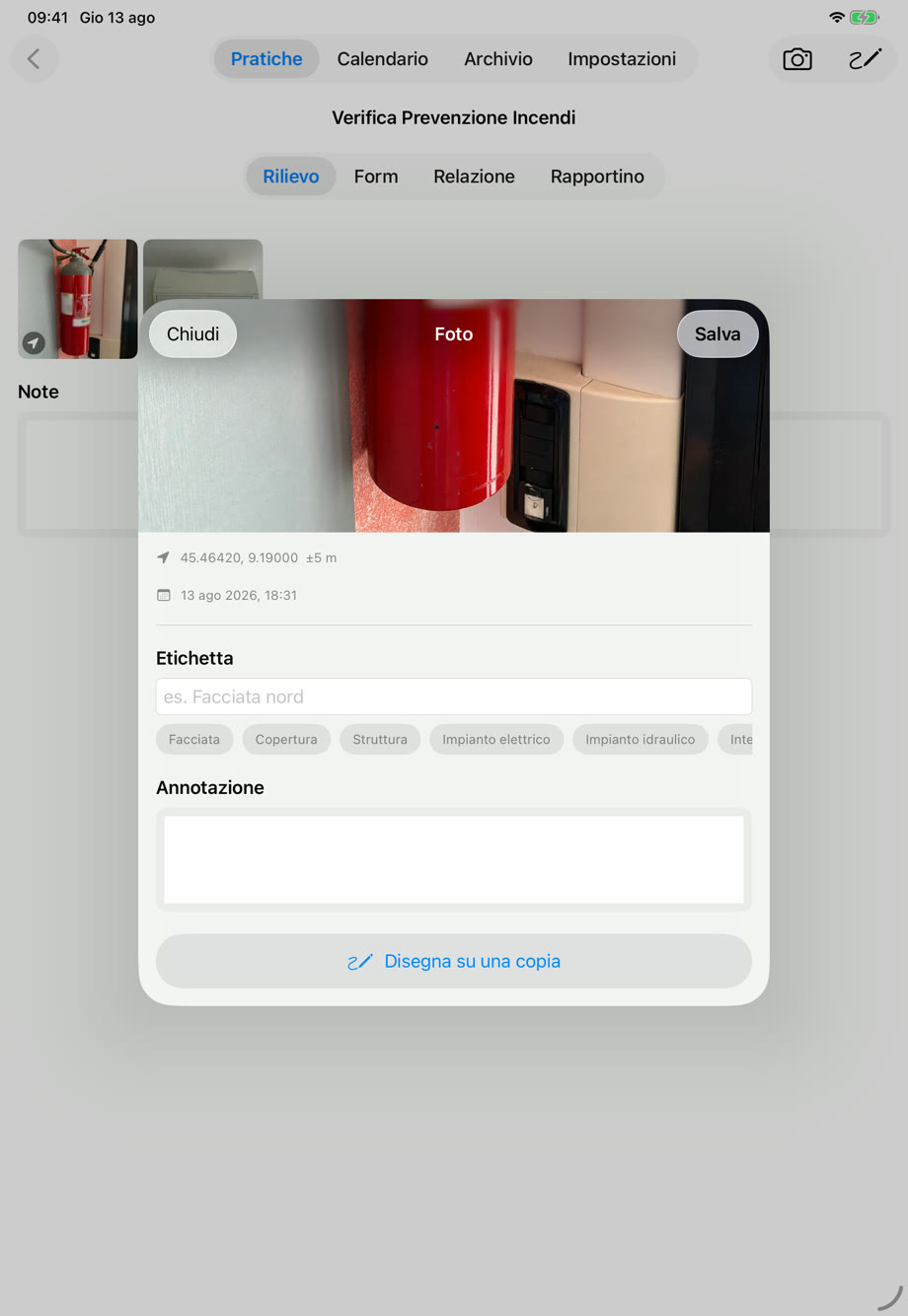 Il dettaglio di una foto: coordinate GPS, data e hash SHA-256
