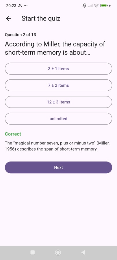 A graded quiz question with its explanation
