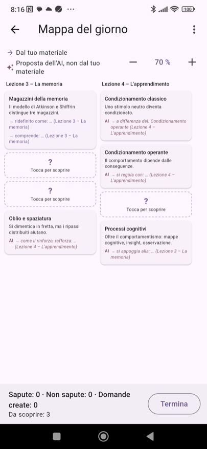 La mappa con alcuni blocchi nascosti da scoprire