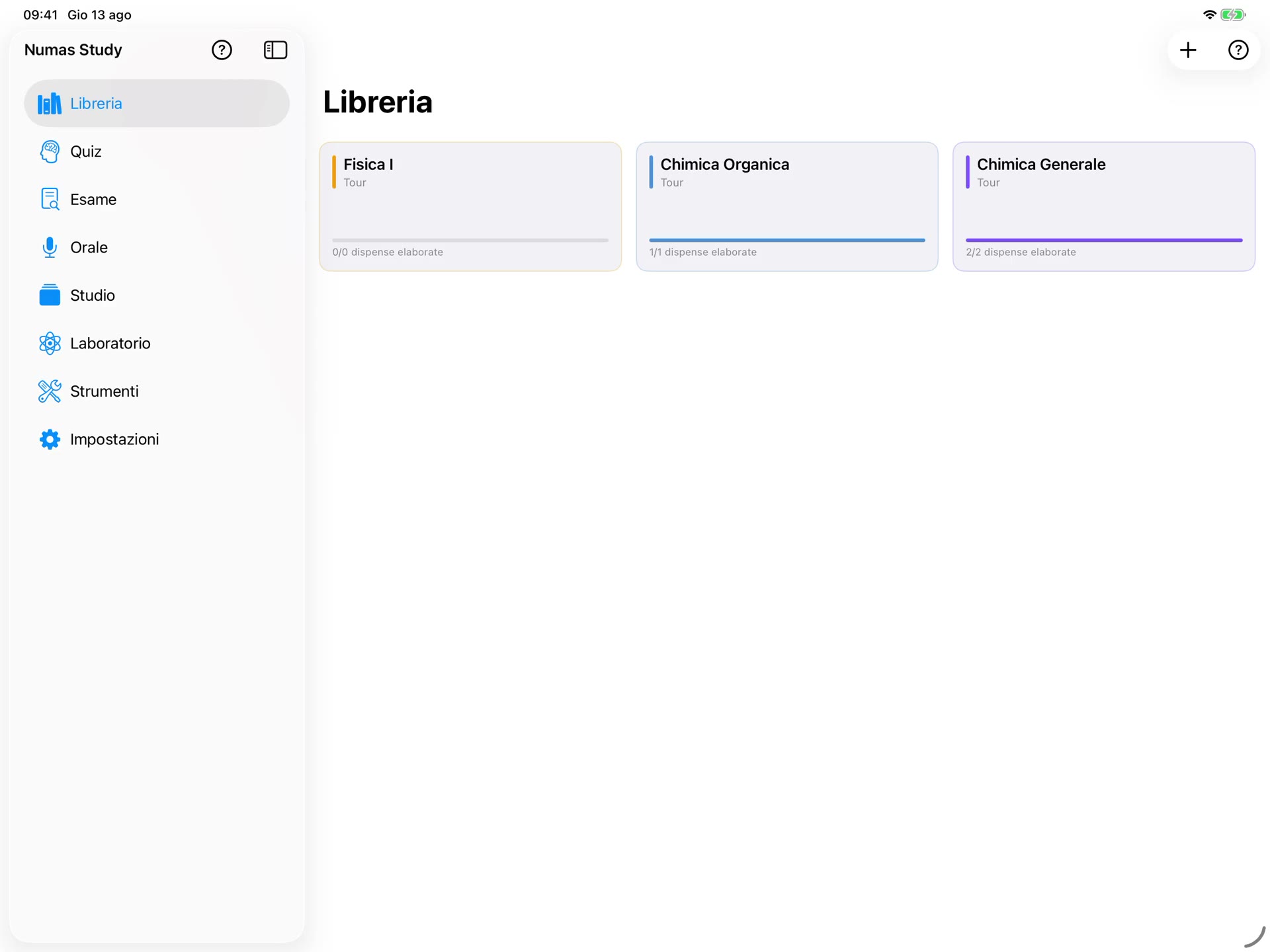 Numas Study on iPad: the course library